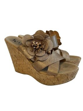Korks By Kork Ease Holly Platform Wedge Sandals Leather Ultra High Women's Sz 9